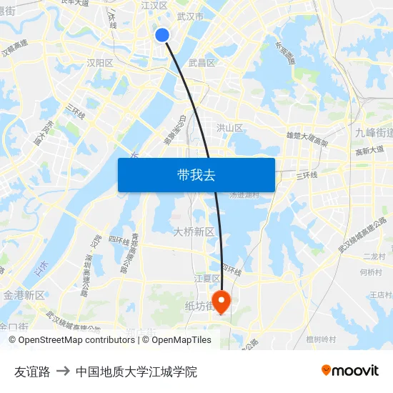 友谊路 to 中国地质大学江城学院 map