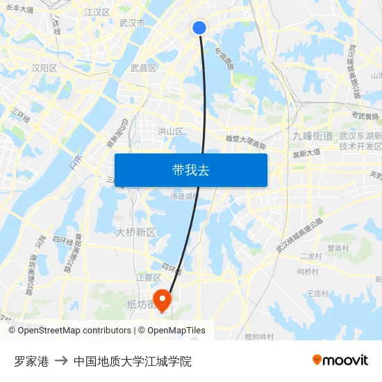 罗家港 to 中国地质大学江城学院 map