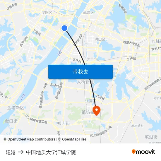 建港 to 中国地质大学江城学院 map