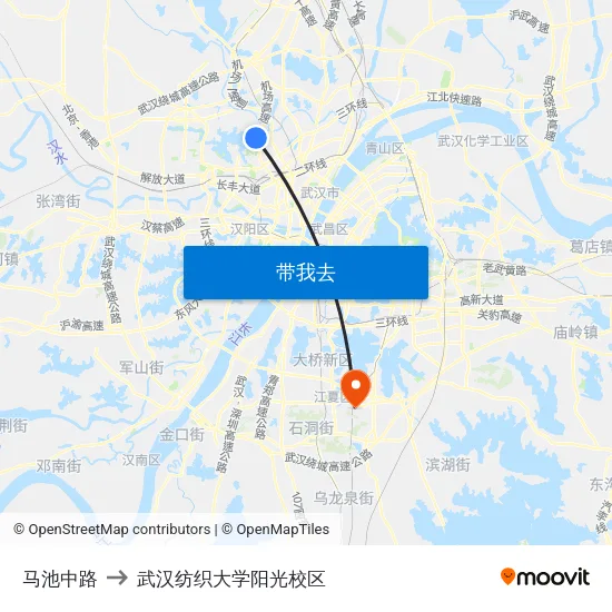 马池中路 to 武汉纺织大学阳光校区 map