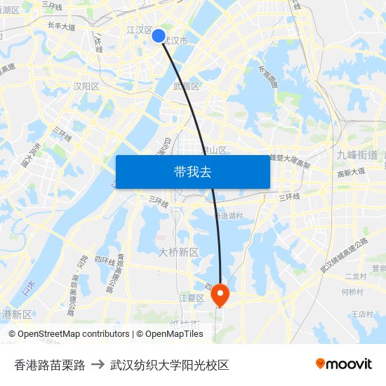 香港路苗栗路 to 武汉纺织大学阳光校区 map