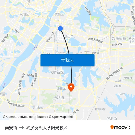 南安街 to 武汉纺织大学阳光校区 map