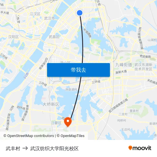 武丰村 to 武汉纺织大学阳光校区 map