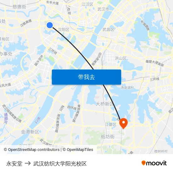 永安堂 to 武汉纺织大学阳光校区 map