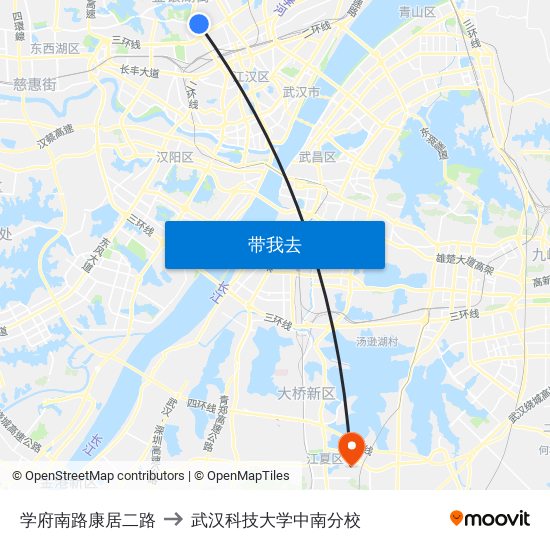 学府南路康居二路 to 武汉科技大学中南分校 map