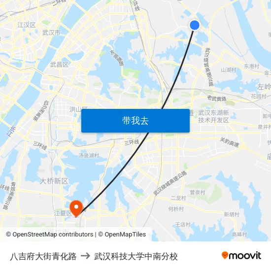 八吉府大街青化路 to 武汉科技大学中南分校 map