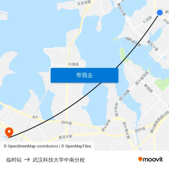 临时站 to 武汉科技大学中南分校 map