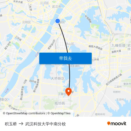 积玉桥 to 武汉科技大学中南分校 map