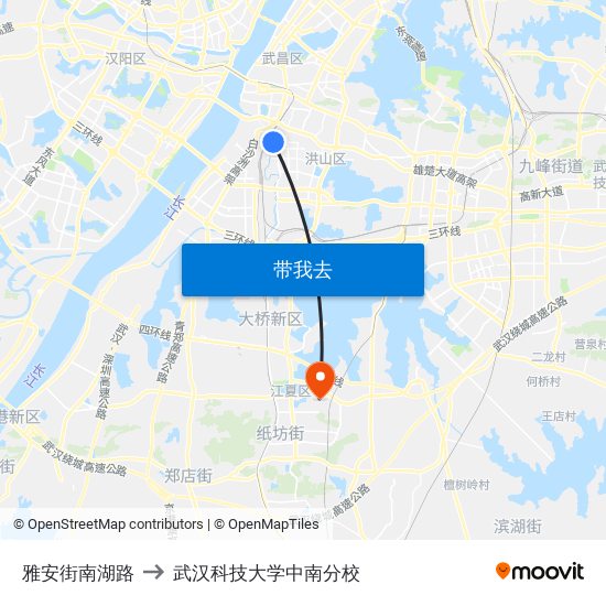 雅安街南湖路 to 武汉科技大学中南分校 map