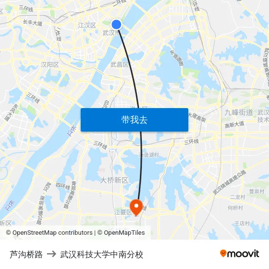 芦沟桥路 to 武汉科技大学中南分校 map