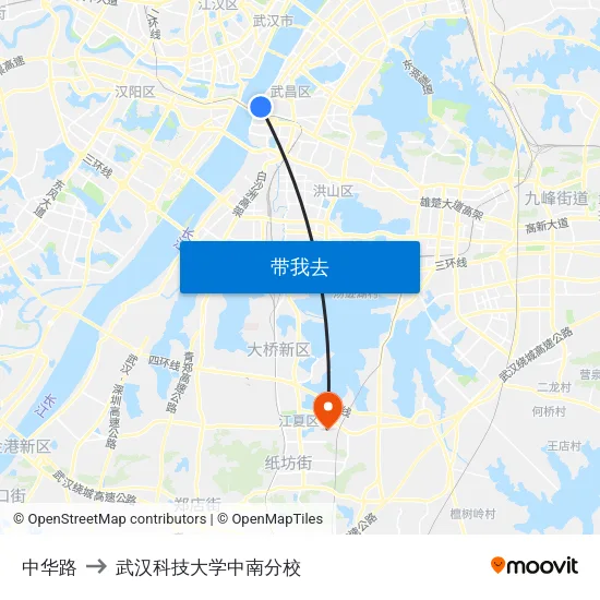 中华路 to 武汉科技大学中南分校 map