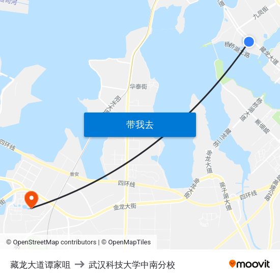 藏龙大道谭家咀 to 武汉科技大学中南分校 map