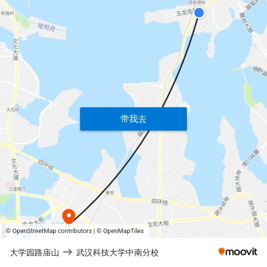 大学园路庙山 to 武汉科技大学中南分校 map