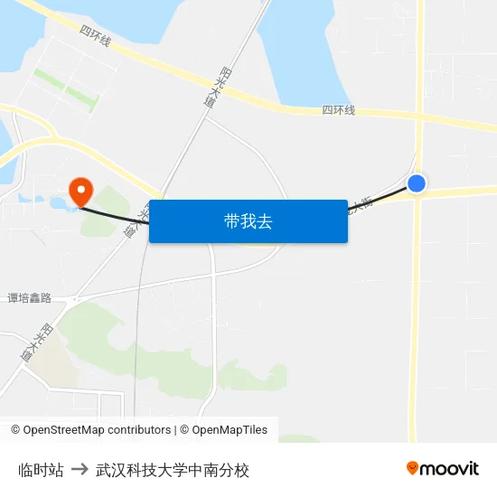 临时站 to 武汉科技大学中南分校 map