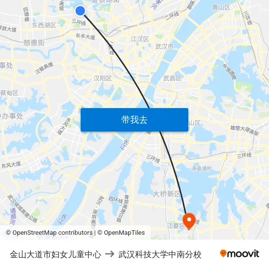 金山大道市妇女儿童中心 to 武汉科技大学中南分校 map