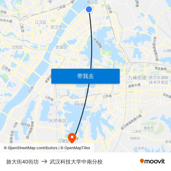 旅大街40街坊 to 武汉科技大学中南分校 map