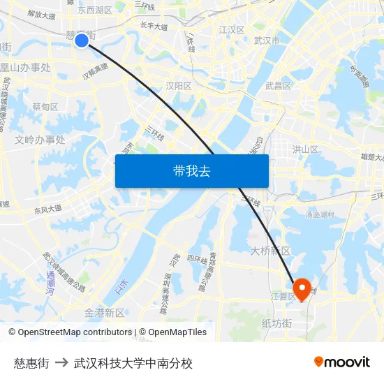 慈惠街 to 武汉科技大学中南分校 map