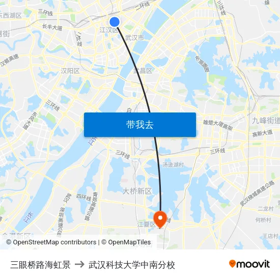 三眼桥路海虹景 to 武汉科技大学中南分校 map