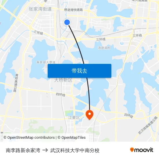 南李路新余家湾 to 武汉科技大学中南分校 map