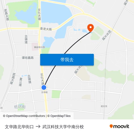 文华路北华街口 to 武汉科技大学中南分校 map