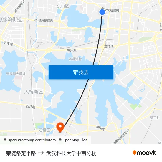 荣院路楚平路 to 武汉科技大学中南分校 map