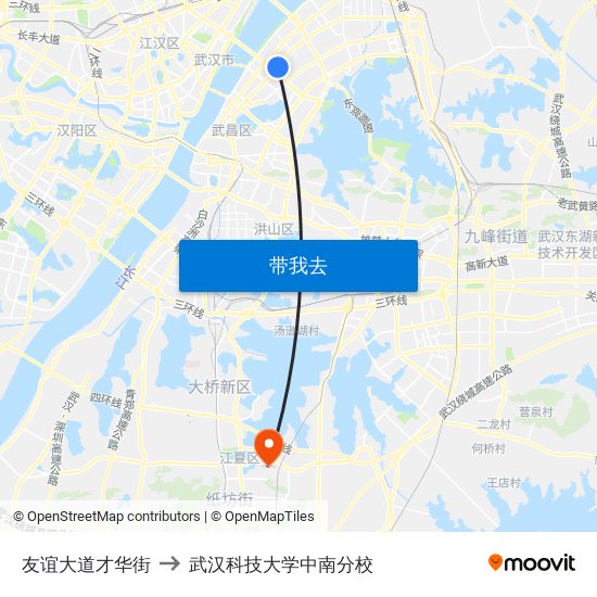 友谊大道才华街 to 武汉科技大学中南分校 map