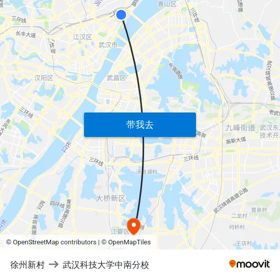 徐州新村 to 武汉科技大学中南分校 map