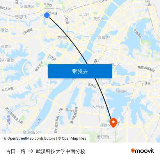 古田一路 to 武汉科技大学中南分校 map