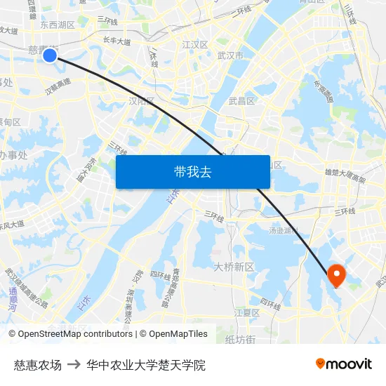 慈惠农场 to 华中农业大学楚天学院 map