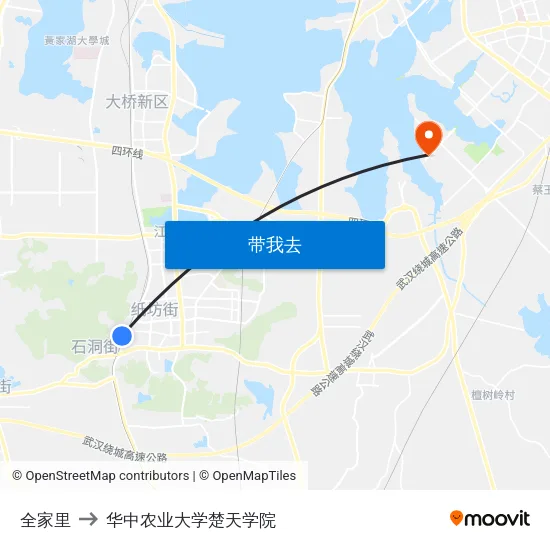 全家里 to 华中农业大学楚天学院 map
