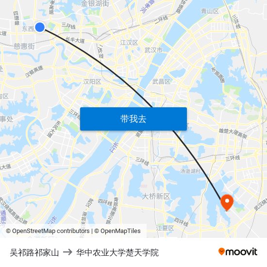 吴祁路祁家山 to 华中农业大学楚天学院 map