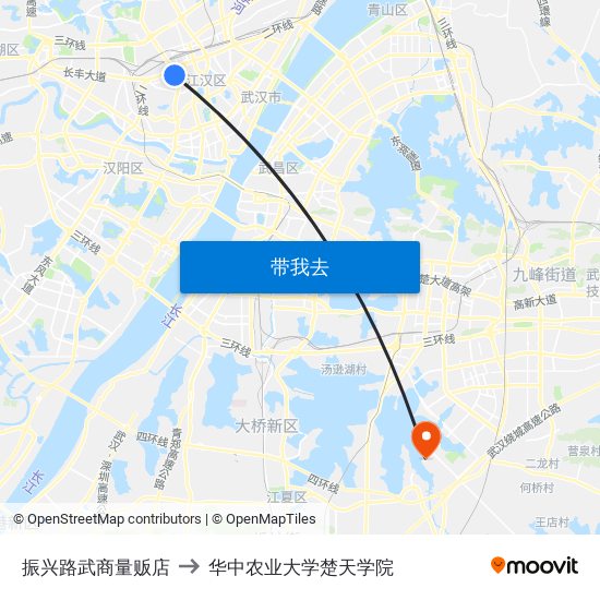 振兴路武商量贩店 to 华中农业大学楚天学院 map