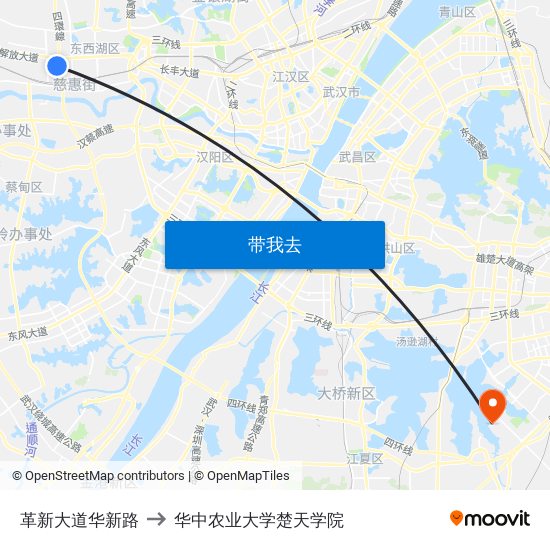 革新大道华新路 to 华中农业大学楚天学院 map