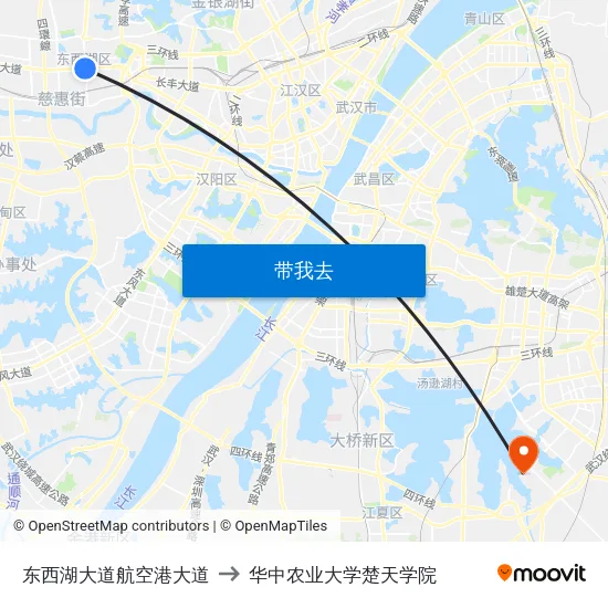 东西湖大道航空港大道 to 华中农业大学楚天学院 map