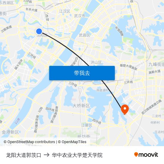 龙阳大道郭茨口 to 华中农业大学楚天学院 map