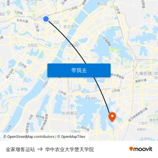 金家墩客运站 to 华中农业大学楚天学院 map
