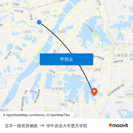 宝丰一路营房侧路 to 华中农业大学楚天学院 map