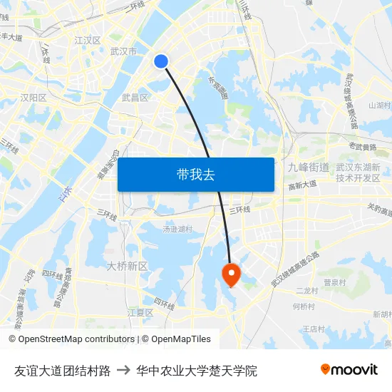 友谊大道团结村路 to 华中农业大学楚天学院 map
