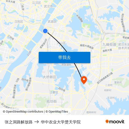 张之洞路解放路 to 华中农业大学楚天学院 map