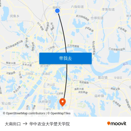 大南街口 to 华中农业大学楚天学院 map