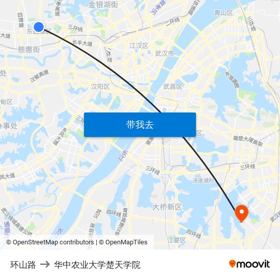 环山路 to 华中农业大学楚天学院 map