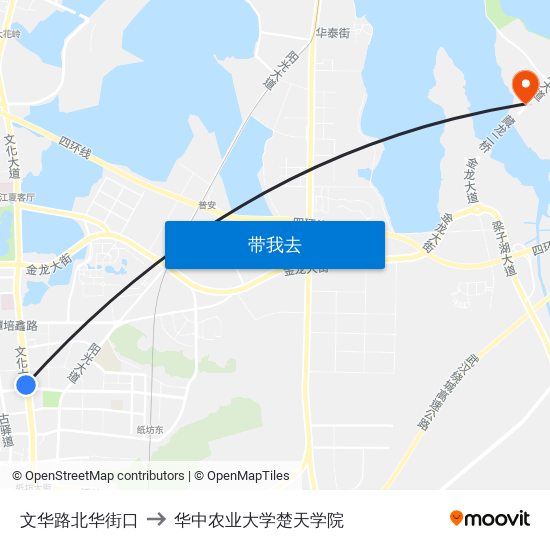 文华路北华街口 to 华中农业大学楚天学院 map