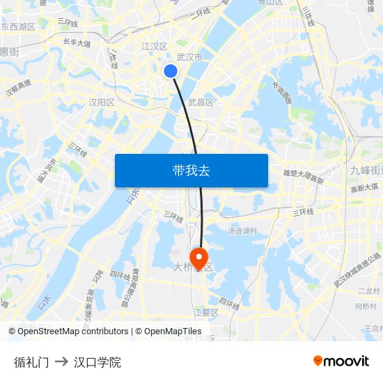 循礼门 to 汉口学院 map