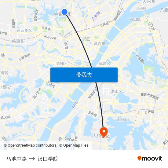 马池中路 to 汉口学院 map