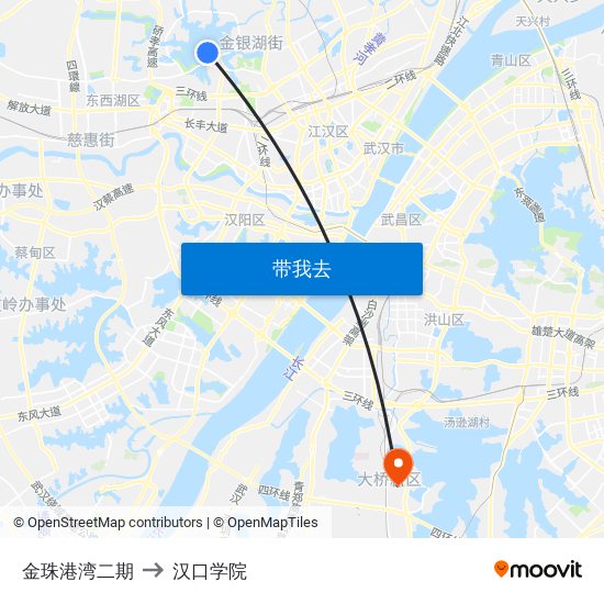 金珠港湾二期 to 汉口学院 map