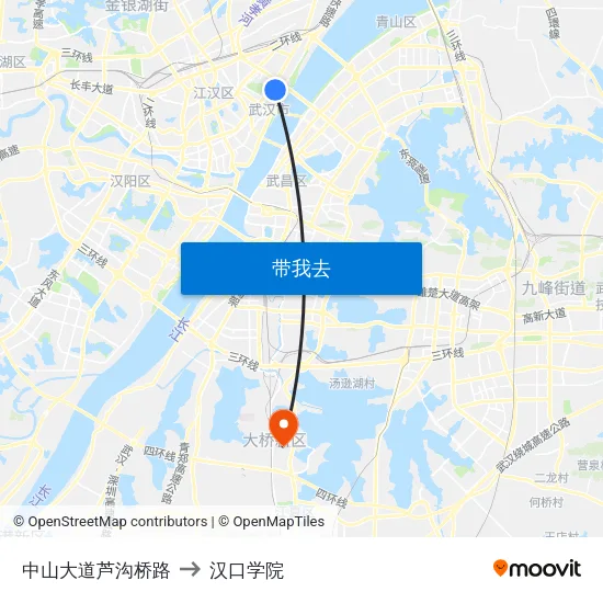中山大道芦沟桥路 to 汉口学院 map