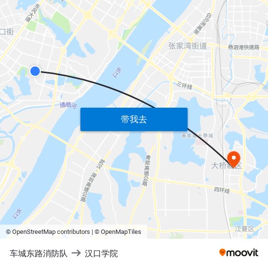 车城东路消防队 to 汉口学院 map