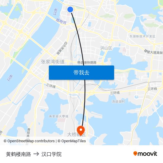 黄鹤楼南路 to 汉口学院 map