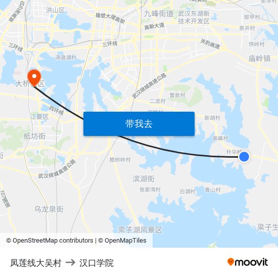 凤莲线大吴村 to 汉口学院 map