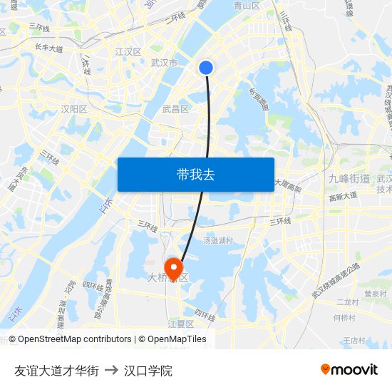 友谊大道才华街 to 汉口学院 map